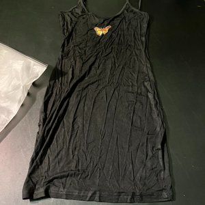 SHEIN Women's Black Thin Strap Butterfly Decal Mini T-shirt Dress S NIB